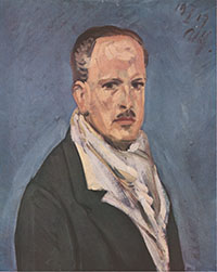 Albert Haueisen, Selbstbildnis vor Blau, 1917.