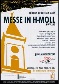 Plakat Jubiläumskonzert 100 Jahre Bachchor Karlsruhe, 24. April 2003, Stadtarchiv Karlsruhe 8/PBS X 5168.