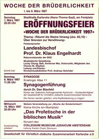 Plakat "Woche der Brüderlichkeit" 1997, Stadtarchiv Karlsruhe 8/PBS X 3547.