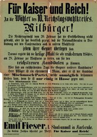 Wahlaufruf der Nationalliberalen Partei zur Stichwahl 1890, Stadtarchiv Karlsruhe 8/PBS X 2995.